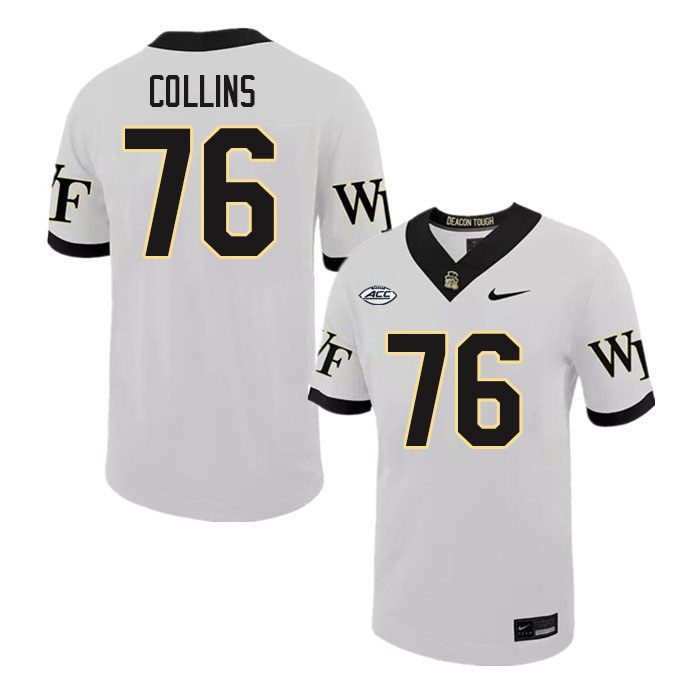 #76 Jaydon Collins Wake Forest Demon Deacons College Football Jerseys Stitched-White
